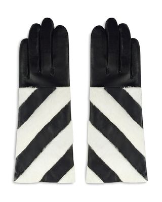 Aristides + Striped Rabbit Fur-Trim Gloves