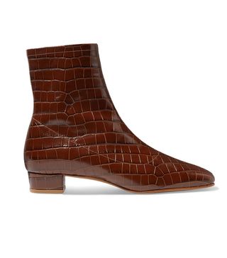 By Far + Este Croc-Effect Leather Boots