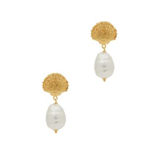 Soru Jewellery + Capri Pearl 18kt Gold-Plated Drop Earrings