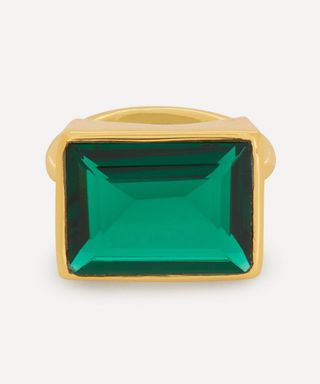 Shyla + Gold-Plated Lenny Glass Stone Cocktail Ring