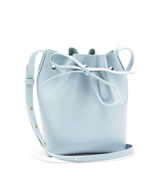 Mansur Gavriel + Blue-Lined Mini Leather Bucket Bag