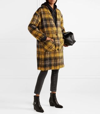 Amiri + Oversized Checked Mohair-Blend Coat