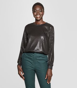 Who What Wear x Target + Long Sleeve Metallic Pullover