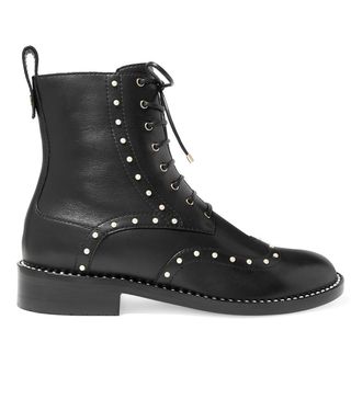 Jimmy Choo + Hannah Faux Pearl-Embellished Leather Ankle Boots