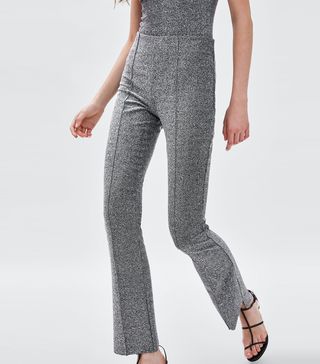 Zara + Pants With Metallic Thread