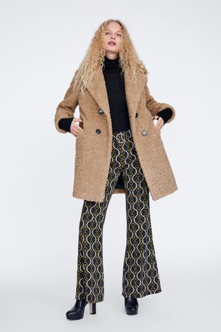 Zara + Shearling Textured Coat