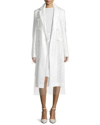 Calvin Klein 205W39NYC + Double-Breasted 2-Layer Embroidered Long Coat