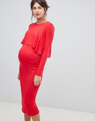 Bluebell Maternity + Midi 2 in 1 Dress in Red