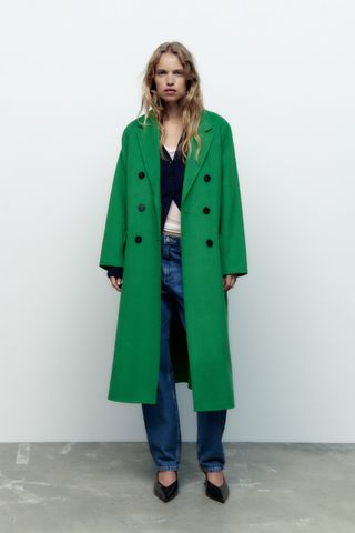 Zara + Double Breasted Wool Coat