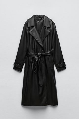 Zara + Belted Faux Leather Trench