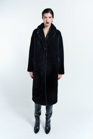 Zara + Long Faux Fur Coat
