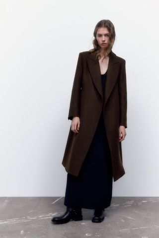 Zara + Double Breasted Wool Coat