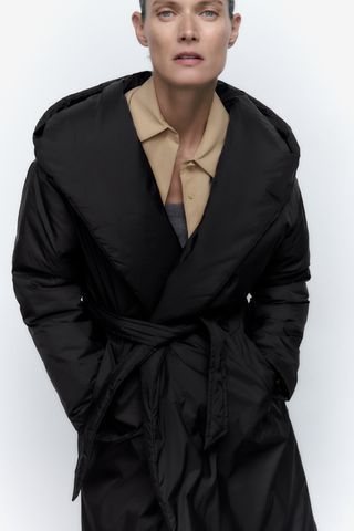 Zara + Hooded Padded Coat