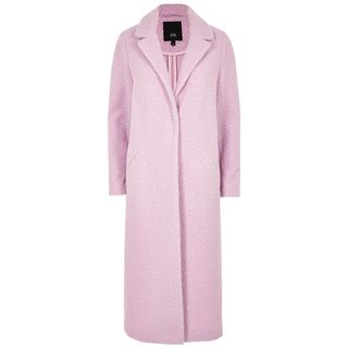 River Island + Pink Textured Longline Coat