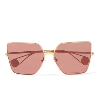 Gucci + Square-Frame Gold-Tone Sunglasses