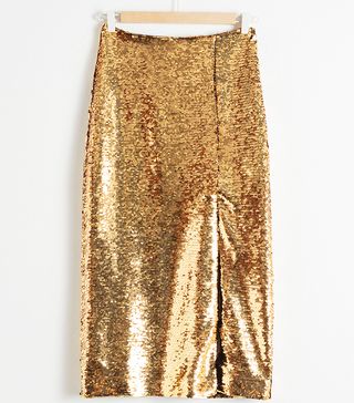 & Other Stories + Sequin Midi Pencil Skirt