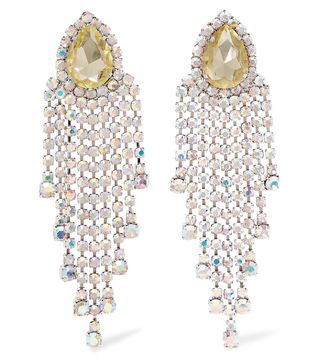 Alessandra Rich + Borealis Silver-Tone Crystal Clip Earrings