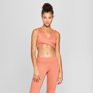 JoyLab + Comfort Wrap Front V-Neck Sports Bra