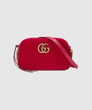 Gucci + GG Marmont Velvet Small Shoulder Bag
