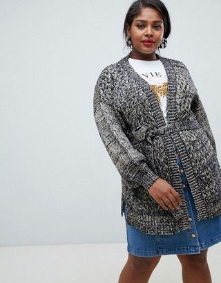 Lost Ink + Oversized Cardigan With Belted Waist