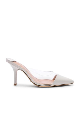 Tony Bianco + Evon Mule in White Capretto & Clear Vynalite