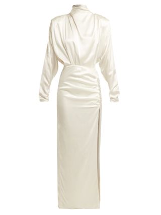 Alessandra Rich + Crystal Embellished Silk Satin Gown