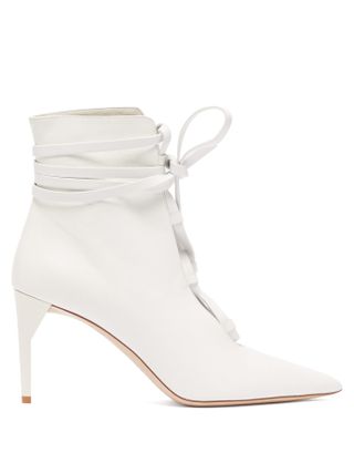 Miu Miu + Lace Up Leather Ankle Boots