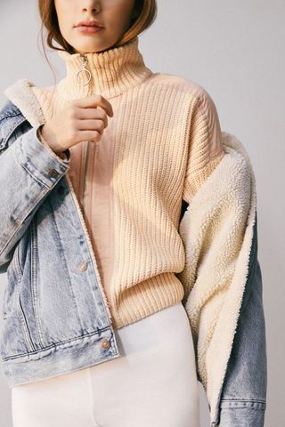 Urban Outfitters + Charlene Knit Zip-Up Turtleneck Sweater