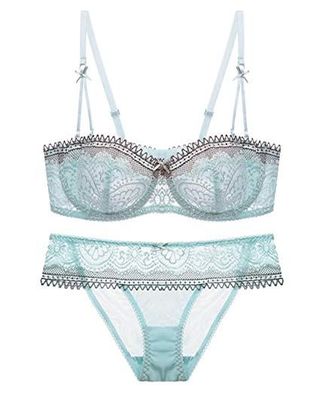 Aivtalk + Sheer Lace Bra and Panty Set