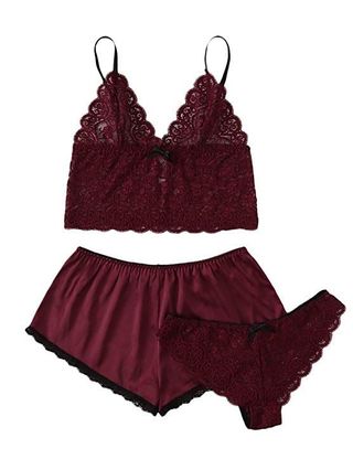 SweatyRocks + Lace Cami Top With Shorts and Panties