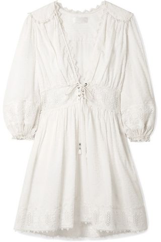 Zimmermann + Iris Lace-Trim Swiss-Dot Cotton Dress
