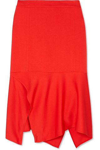 Victoria Beckham + Asymmetric Crepe Midi Skirt