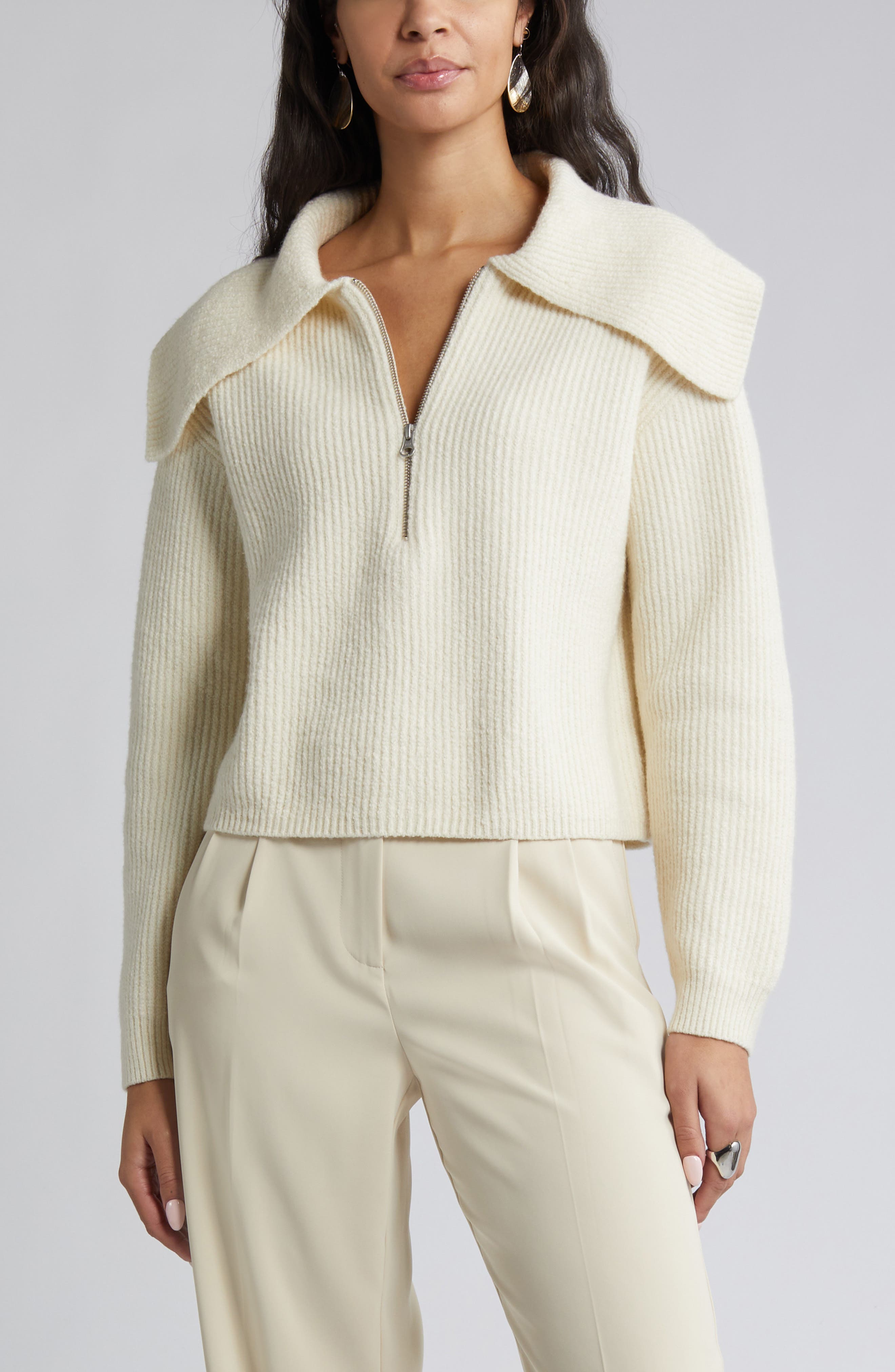 Open Edit + Rib Half Zip Sweater
