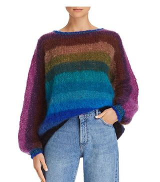 Rose Carmine + Rainbow Sweater
