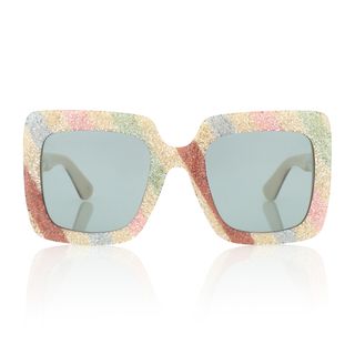Gucci + Square-Frame Glitter Sunglasses