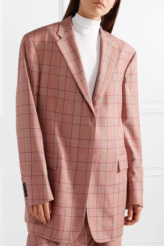 Calvin Klein 205 W39 NYC + Oversized Prince of Wales Checked Wool Blazer