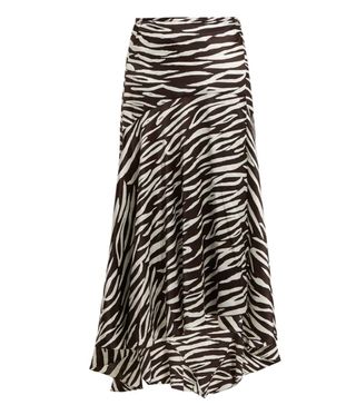 Ganni + Blakely Zebra-Print Wrap Skirt