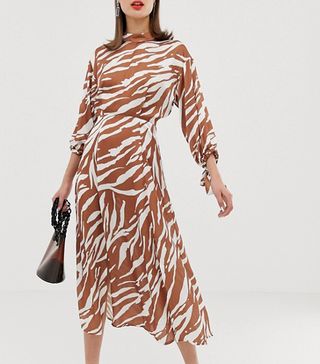ASOS + Zebra Print Midi Dress