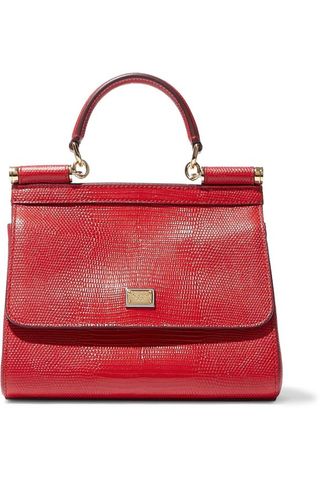 Dolce & Gabbana + Sicily Lizard-Effect Leather Shoulder Bag