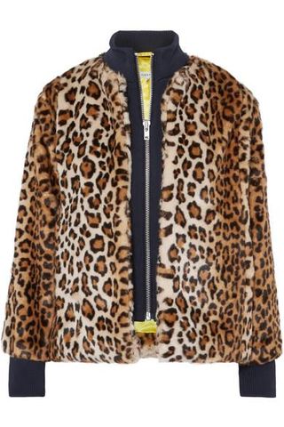 Ganni + Ferris Jersey-Trimmed Leopard-Print Faux Fur Jacket