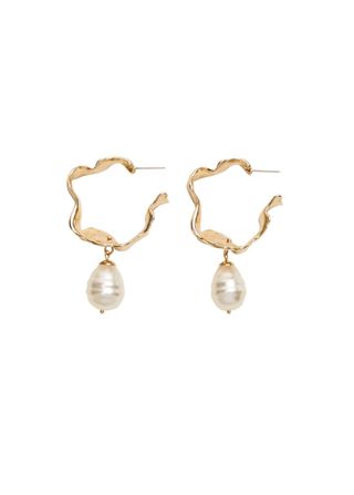 Mango + Pearl Detail Metallic Earrings