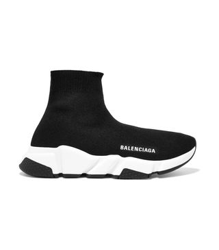 Balenciaga + Speed Logo-Print Stretch-Knit High-Top Sneakers