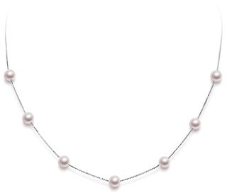 HXZZ + Sterling Silver Genuine Freshwater Cultured White Pearl Chain Necklace