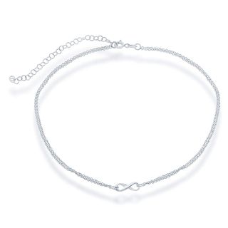 Beaux Bijoux + Sterling Silver Italian Double-Strand Infinity Choker Necklace