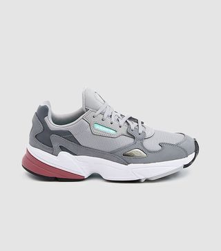 Adidas + Falcon W Sneakers in Grey Two/Trace Maroon
