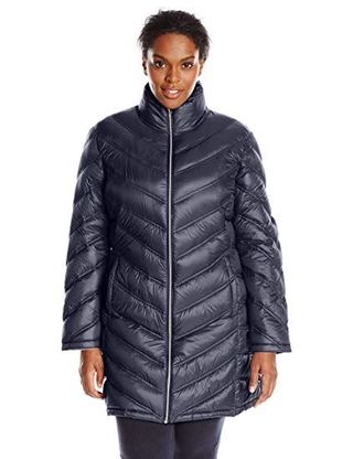 Calvin Klein + Plus-Size Chevron-Quilted Packable Down Coat