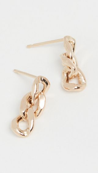 Zoe Chicco + 14k Gold Large Curb Chain 3 Link Drop Earrings
