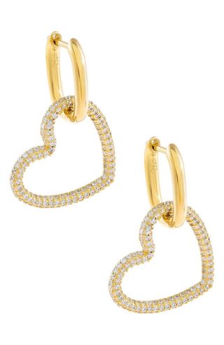 Adina's Jewels + Open Heart Pavè Huggie Hoop Earrings