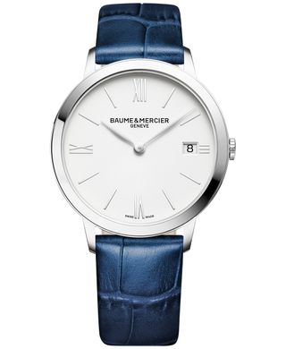Baume & Mercier + Swiss Classima Blue Leather Strap Watch