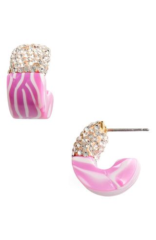 Lele Sadoughi + Crystal Colorblock Huggie Hoop Earrings
